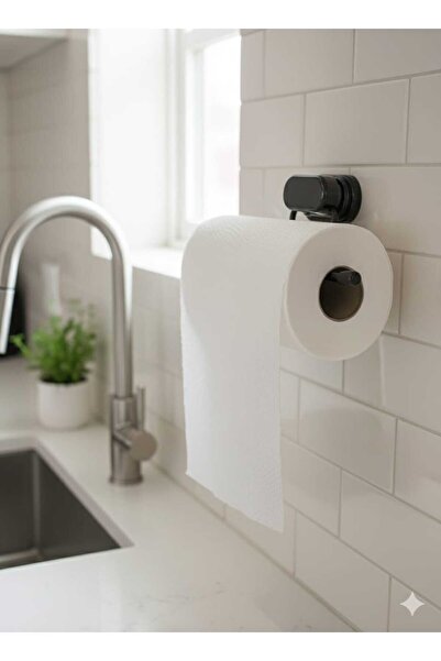 NN plastik Nova Siyah Yapışkanlı Kağıt Rulo Havluluk Peçetelik Banyo Askısı
