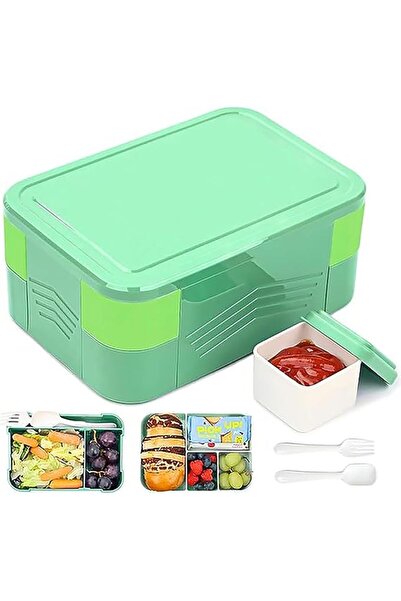 COOYA Lunch Box Durable Leakproof Containers,1550ML,with 6 Compartments and Cutlery,Green