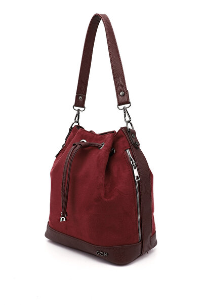 GÖNDERİ(R) Women's/girls' burgundy suede ruched shoulder and backpack
