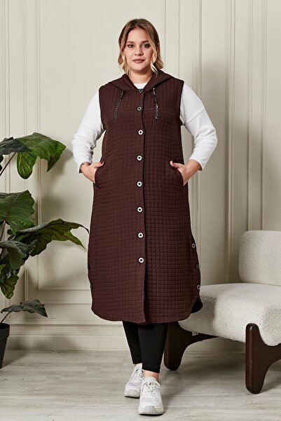 Ferace Women's Plus Size Buttoned Quilted Vest