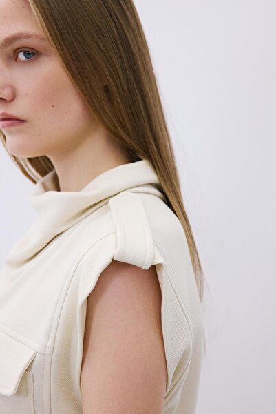 rue Wool Ecru Knit Blouse with Stitch Detail