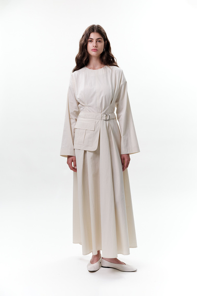 Manuka Dress with Pocket and Belt Detail Stone