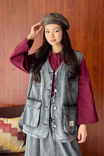 Ceylan Otantik Anthracite Cargo Pocket Pack Coat Vest