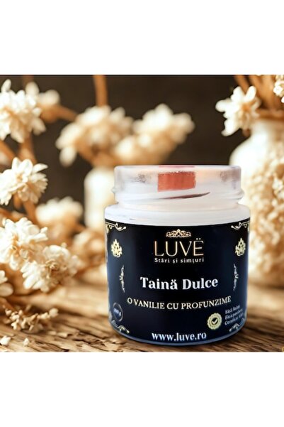 LUVE Lumânare parfumată 200g – Secret dulce (Vanilie, Flori delicate, Lemn de...