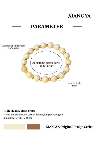 XIANGYA White Beaded Bracelet Bodhi with Star-Moon Bodhi | Soft Dawn