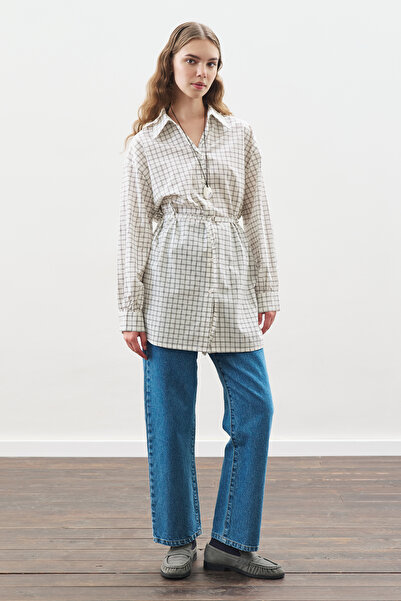 Manuka Patterned Poplin Tunic Ecru