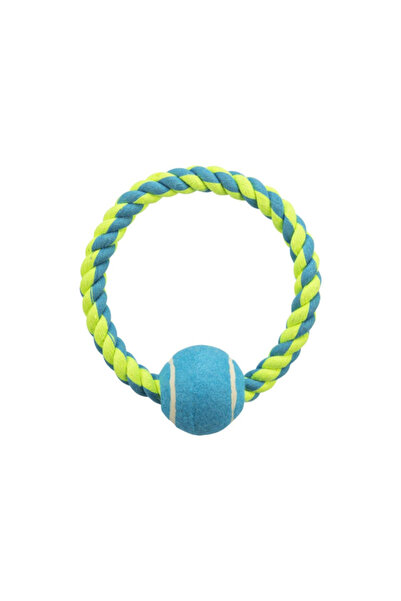 Trixie Dog Toy - Rope Ring with Tennis Ball, 6 cm / 18 cm, 125 g