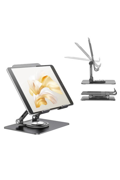 Generic Swivel Tablet Stand, with 360 Rotating Base, Adjustable & Foldable iPad Stand, Compatible