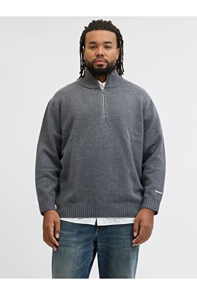 Jack & Jones Plus Sweatshirt mit halbem Reißverschluss Plus Size Strickpullover