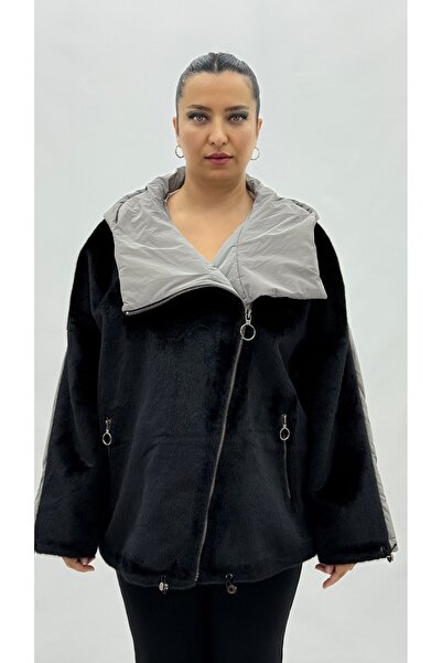 Darkmen Plus Size Women's Short Coat with Pictures on the Back, Hooded Plush ...