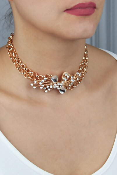 Liveyn Design Taşlı Bronz Choker Kolye