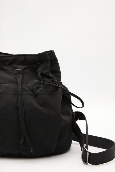 Manuka Backpack with Drawstring Detail Black