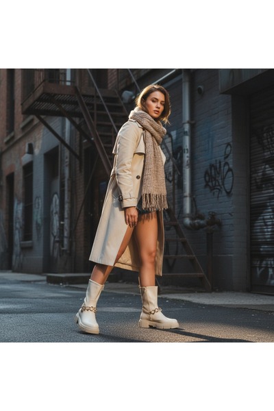 OEM Women's platform boots, fur lined interior, with removable decorative metal accessory, B21-120