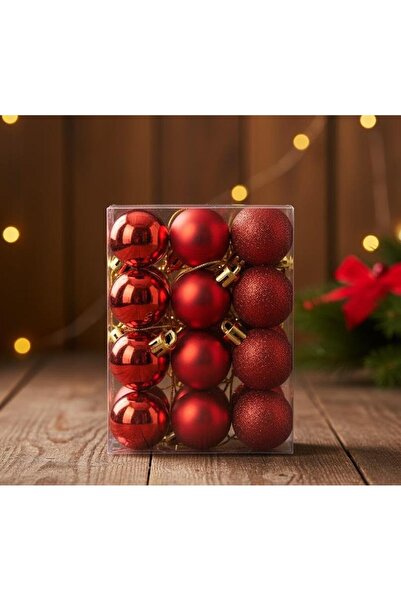 Adana Pasta Malzemeleri ERT-YIL-25301-KRMZ Glob de Crăciun 3 CM 24 bucăți în ...