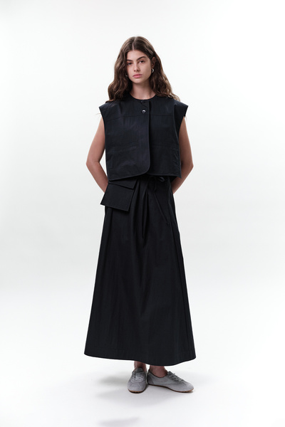 Manuka Cep Belted Skirt Dark Blue