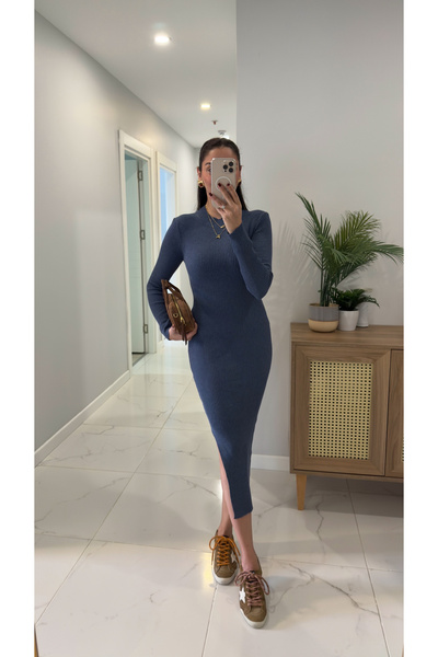 BİRCANÇİL Rochie Tesella Indigo F material reiat Y cu fantă