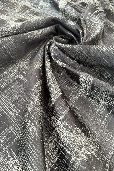 ASDİVA Jacquard Woven Drawstring Extrafoam Single Panel Non-Pleated Glitter Detailed Cream Gray Background Curtain