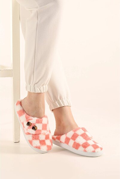 İKLİM LİFE Λεπτομερείς βελούδινες παντόφλες για το σπίτι με κουμπιά