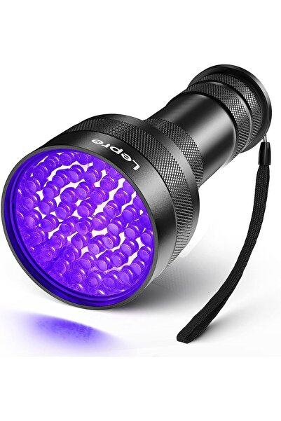 LEPRO مصباح يدوي بالأشعة فوق البنفسجية، مصباح يدوي بـ 51 مصباح LED للأشعة فوق البنفسجية، مصابيح إضاءة سوداء، مصباح يدوي بالأشعة فوق البنفسجية 395 نانومتر، أسود