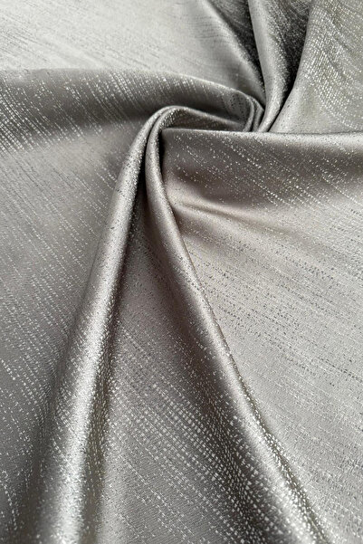 ASDİVA Jacquard Woven Drawstring Extrafoam Single Panel Non-Pleated Sequin Detailed Mink Gray Background Curtain