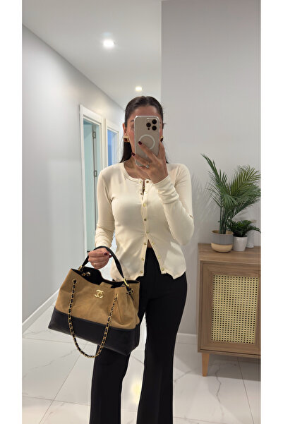 BİRCANÇİL Ronwe Ecru Long Sleeve Snap Button Blouse