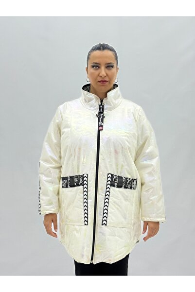 lavelina Plus Size Quilted Oversized Women's Coat with Pockets and Iridescent...