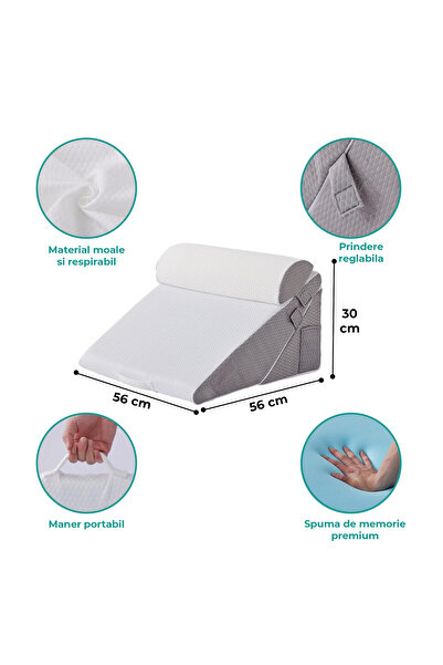 Elindor Set of 3 Elindor® Orthopedic Pillows for Bed, Memory Foam Pillow, Adjustable 23-30 cm, White/Gray