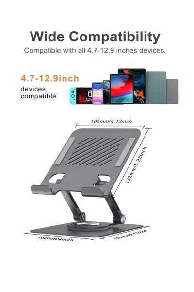 Generic Swivel Tablet Stand, with 360 Rotating Base, Adjustable & Foldable iPad Stand, Compatible