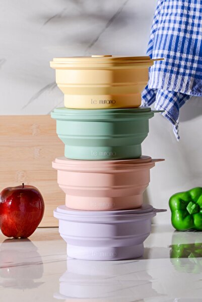 Le murano Mori Air-Tight Round Collapsible Silicone Storage Container 600 ml | Green