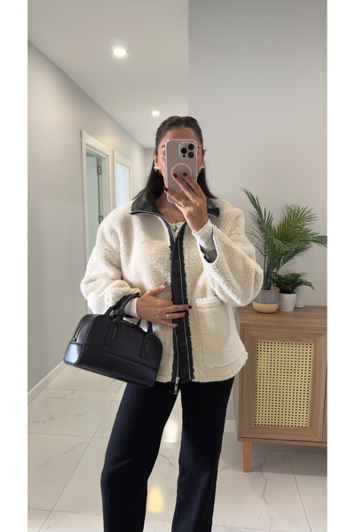 BİRCANÇİL Rennato Ecru Plush Coat