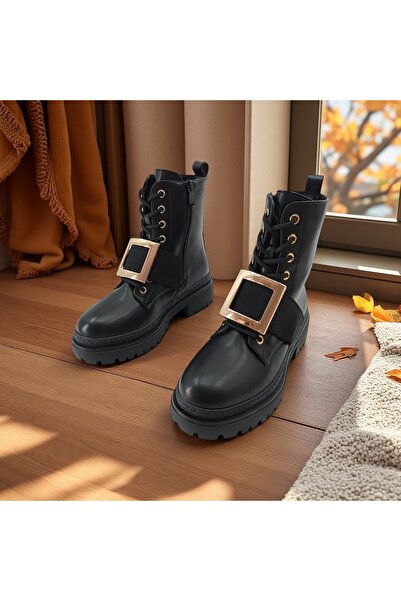 OEM Women's platform boots, fur lined interior, with decorative metal accessory, B21-63