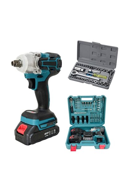 HAPPY JOKER Mașină de găurit cu impact fără fir de 48V și set de clichet tubu...