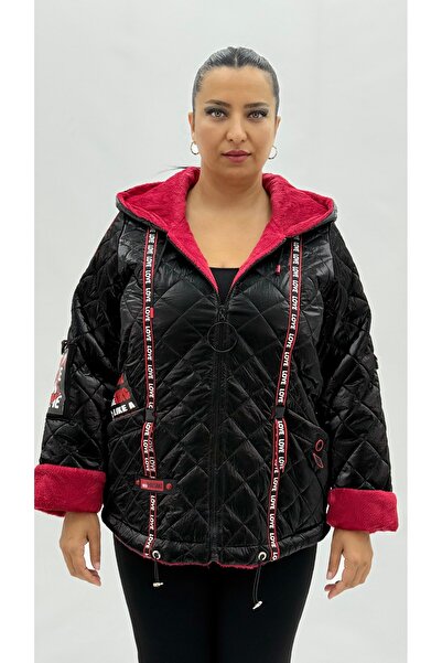 Darkmen Plus Size Quilted Pocket Zippered Hooded Silk Satin Long Sleeve O Ove...