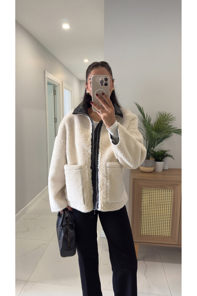 BİRCANÇİL Rennato Ecru Plush Coat