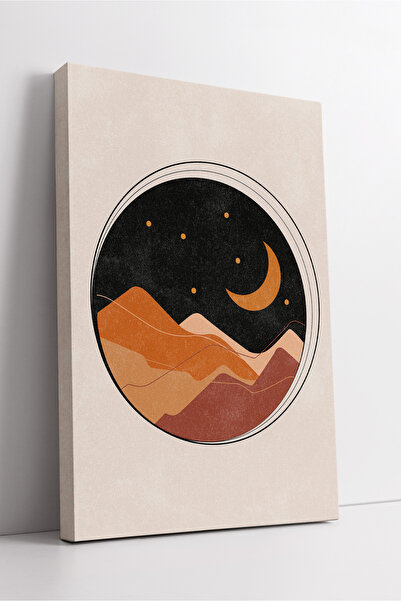 KOSS Dijital Pictură pe pânză cu vedere la noapte, lună și munți – Decor de p...