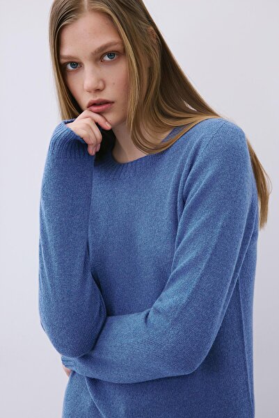 rue Cashmere Basic Blue Knitwear Blouse