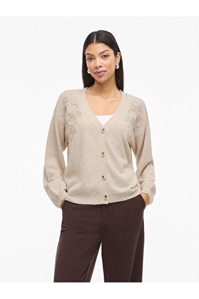 VILA Strickjacke VISEBORA V-Ausschnitt