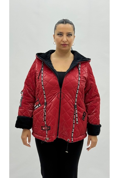 Darkmen Plus Size Quilted Pocket Zippered Hooded Silk Satin Long Sleeve O Ove...