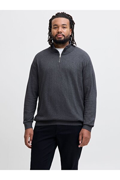 Jack & Jones Plus Sweatshirt mit halbem Reißverschluss Plus Size Strickpullover