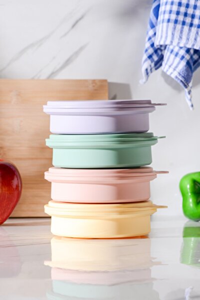 Le murano Mori Air-Tight Round Collapsible Silicone Storage Container 400 ml | Pink