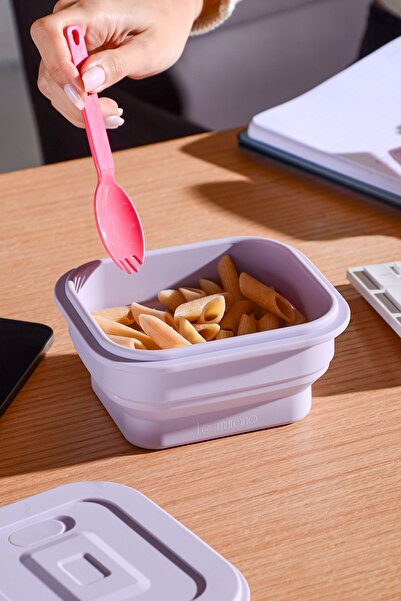 Le murano Larry Air Tight Square Collapsible Silicone Storage Container 500 ml | Purple