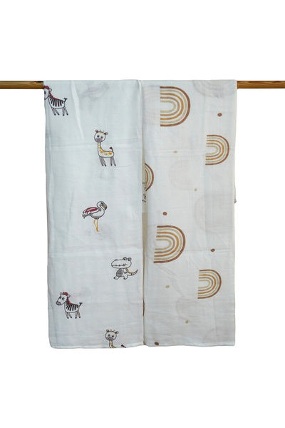 Mimiko Muslin Blanket 2 Layers 100% Organic Cotton Ultra Soft Breathable Baby & Kids Blanket 90X120 2-Pack