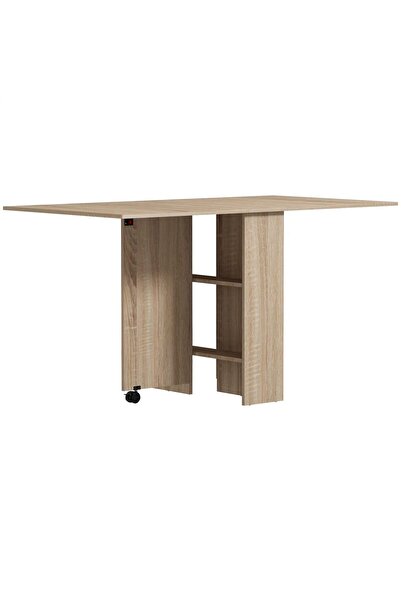 Artool Extendable dining/living table on wheels, chipboard, brown, 23-140x75x74 cm