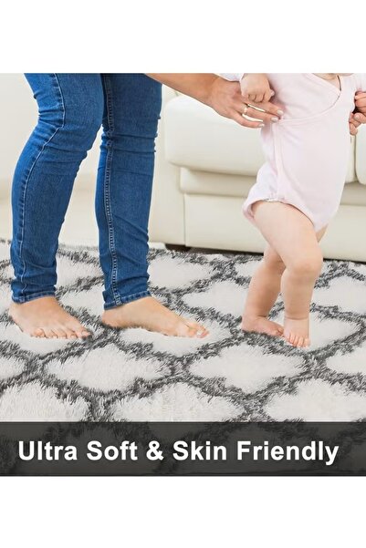 Generic High Pile Fluffy Carpet 120*160cm Anti-Slip Area Rug Plush Floor Rug Mat for Bedroom Living Room