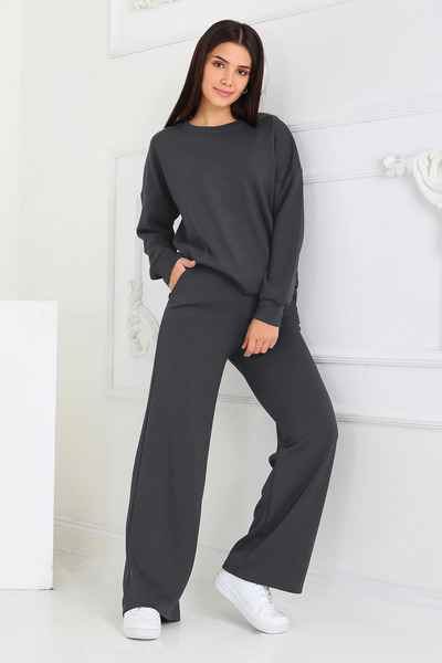 YAKAMEL طقم رياضي من كادين مودال بأكمام طويلة وخصر مرتفع وساق واسعة