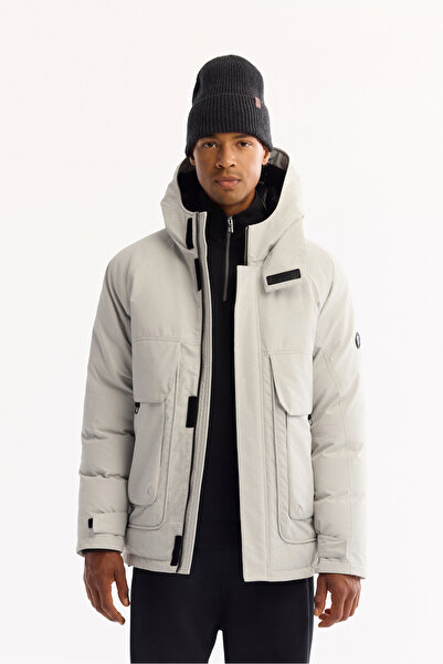 Avva Men's Gray Hooded Water Repellent Windproof -7 ° C Durable Inflatable Comfort Fit Coat A52Y6165