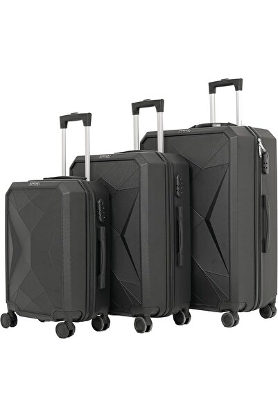 Levelo ROMEO ABS 3-Piece Travel Luggage Set - Black