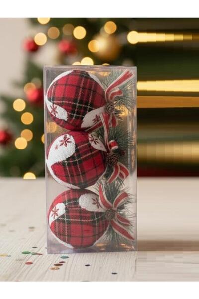 Adana Pasta Malzemeleri ERT-YIL-25216 Glob de Crăciun în carouri, cu brad, 3 ...