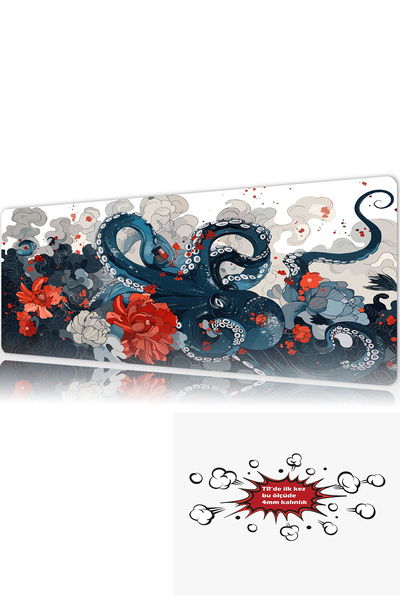 urzuva Octoflora 90x40 4MM Kalınlık Premium Gaming oyuncu mousepad, Anti Slip...