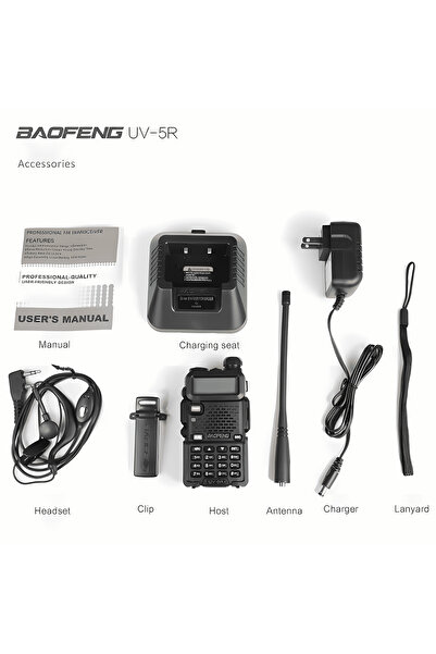 BAOFENG أجهزة راديو UV-5R ثنائية الاتجاه، جهاز إرسال واستقبال محمول، نطاق مزدوج، 2800 مللي أمبير/ساعة، إضاءة LED، مدى طويل